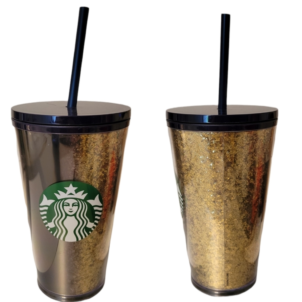 Starbucks Gold Glitter and Navy Tumbler